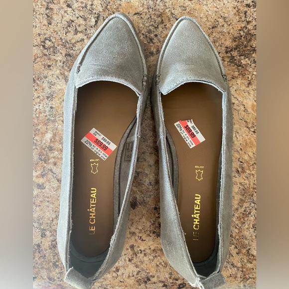 NWT LECHATEAU Grey suede pointed loafer. (Real leather). - Picture 2 of 4